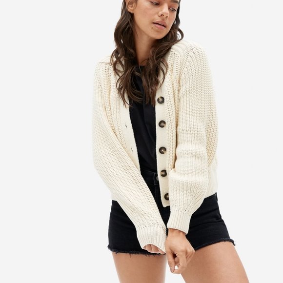 Everlane Sweaters - Everlane Texture Cotton Cardigan, Size S (Small), "Canvas" Cream Color - New